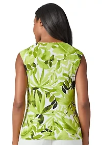 Women's Palm Print Sleeveless Knit Top