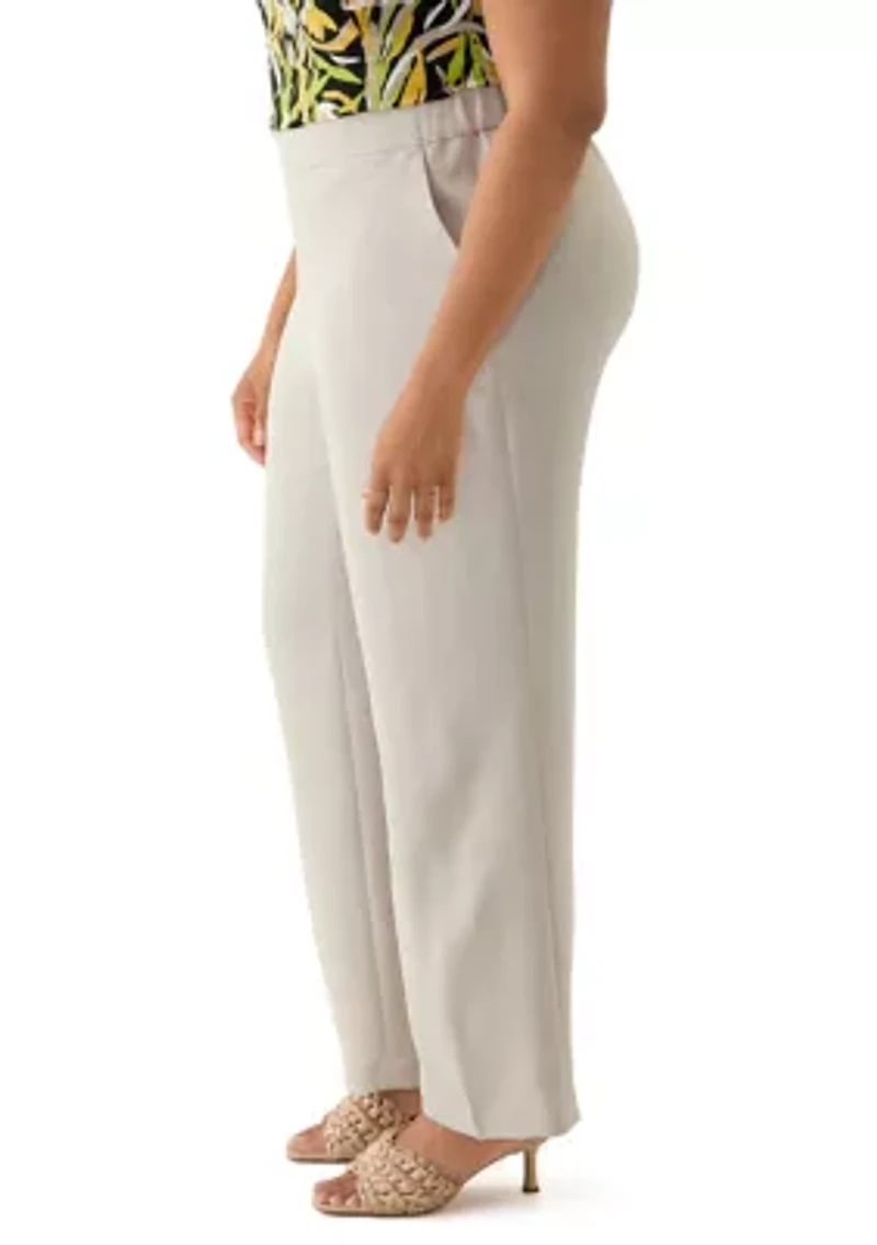 Plus Pebble Crepe Pull On Pants