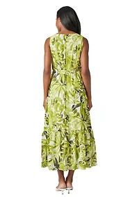 Women's Palm Print Sleeveless Dress