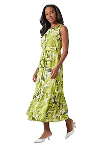 Women's Palm Print Sleeveless Dress