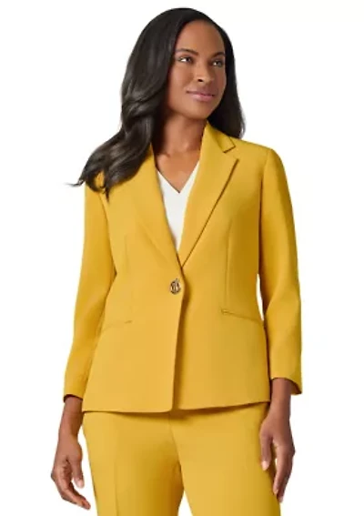 Women's Stretch Crepe 3/4 Sleeve Jacket with Novelty Closure
