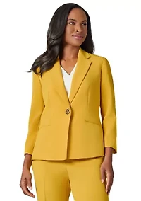 Women's Stretch Crepe 3/4 Sleeve Jacket with Novelty Closure