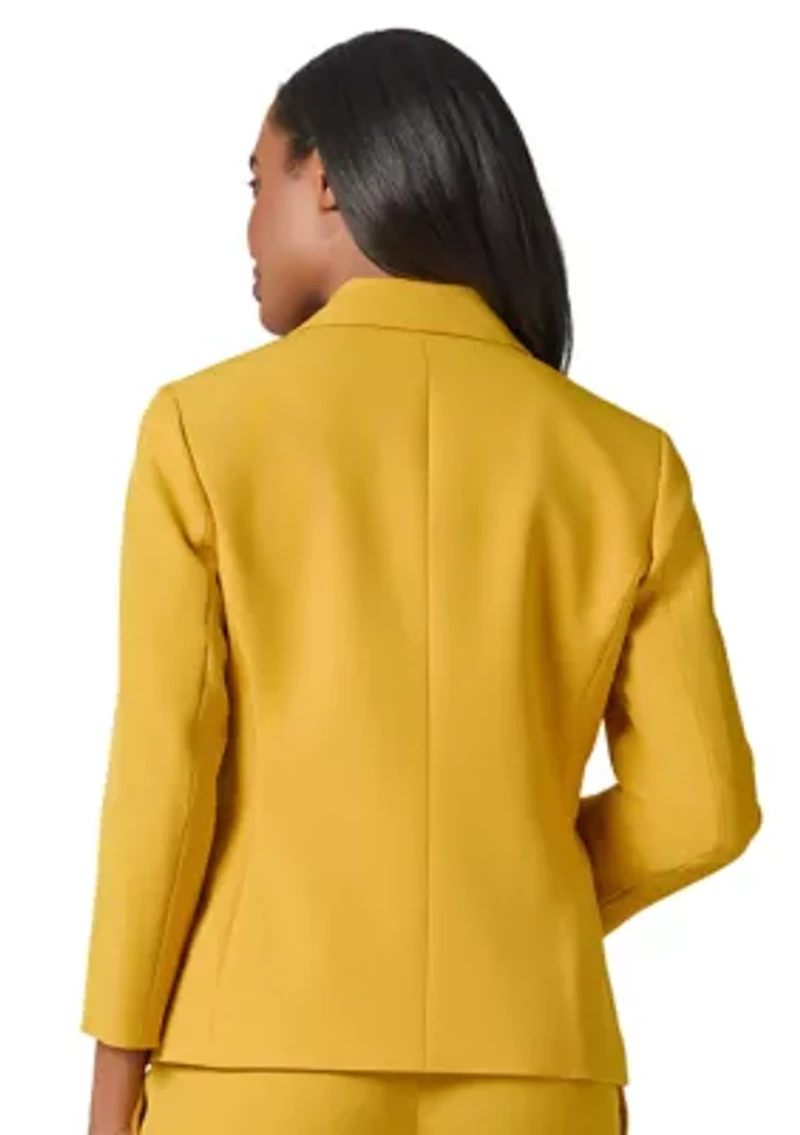 Women's Stretch Crepe 3/4 Sleeve Jacket with Novelty Closure