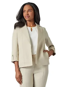 Women's Linen Seamed Open Jacket
