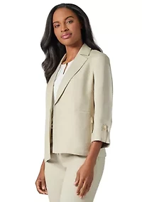Petite Linen Seamed Open Jacket