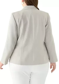 Plus Pebble Crepe One Button Jacket with Zip Pockets