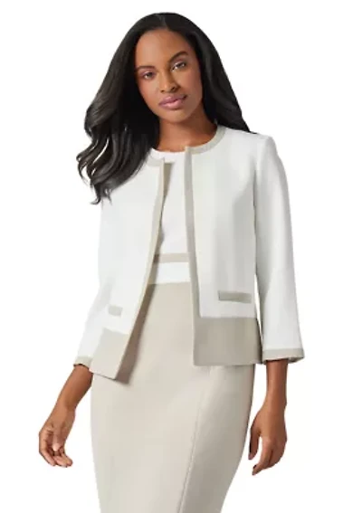 Women's Stretch Crepe Color Block Cardigan Jacket