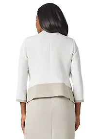 Women's Stretch Crepe Color Block Cardigan Jacket