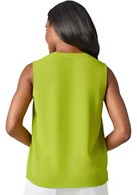 Women's Seamed V-Neck Sleeveless Blouse