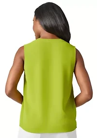 Petite Seamed V-Neck Sleeveless Blouse