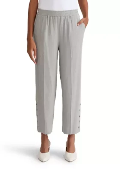 Women's Crinkle Knit Pull On Pants with Side Slits