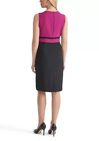Women's Stretch Crepe Color Blocked Sheath Dress