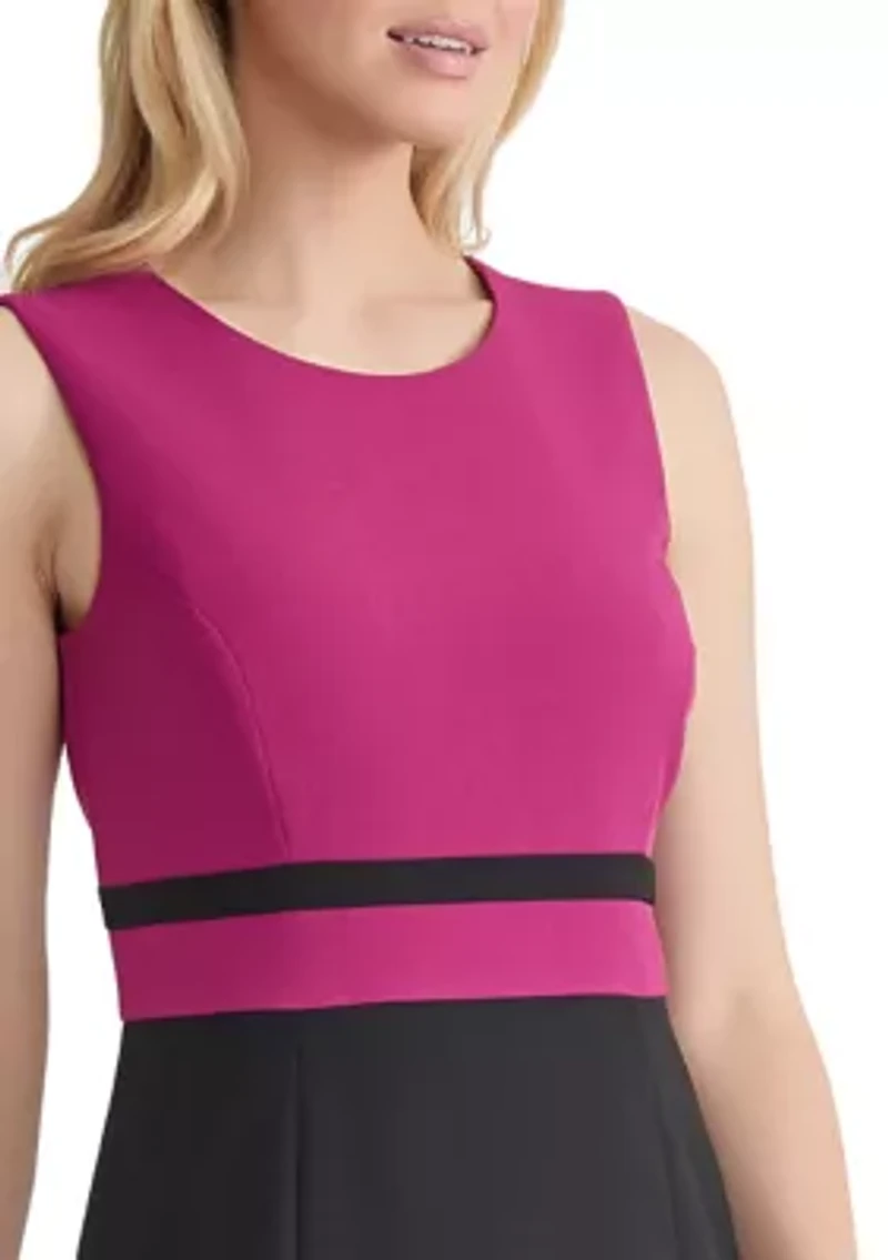 Women's Stretch Crepe Color Blocked Sheath Dress