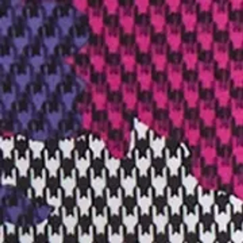 Women's Houndstooth Floral Printed Cowl Neck Knit Top