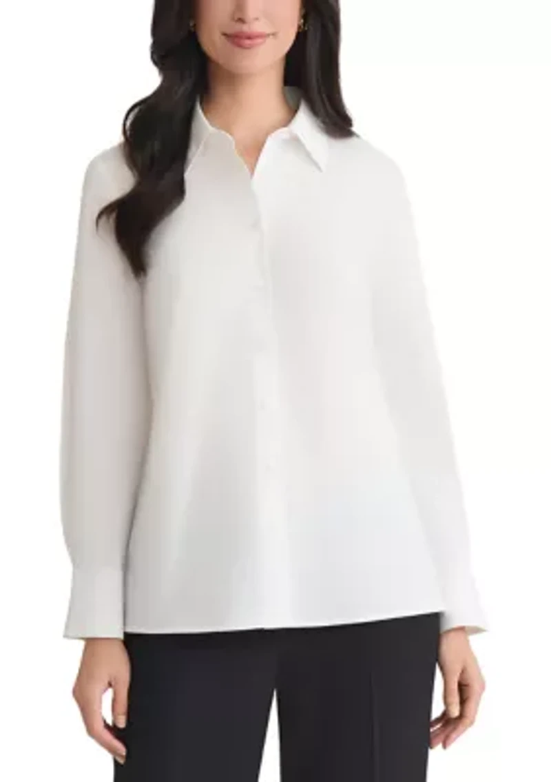 Women's Long Sleeve Poplin Button Down Shirt