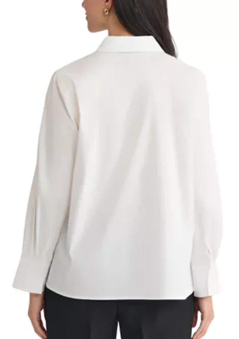 Women's Long Sleeve Poplin Button Down Shirt