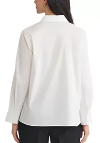 Women's Long Sleeve Poplin Button Down Shirt
