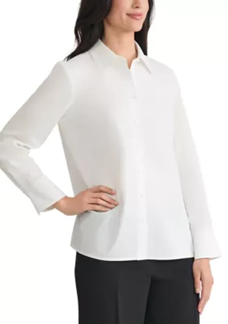 Women's Long Sleeve Poplin Button Down Shirt