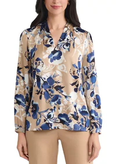 Petite Floral V-Neck Blouse