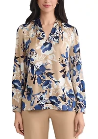Petite Floral V-Neck Blouse
