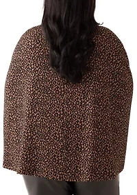 Plus Animal Jacquard Cape with Leather Trim