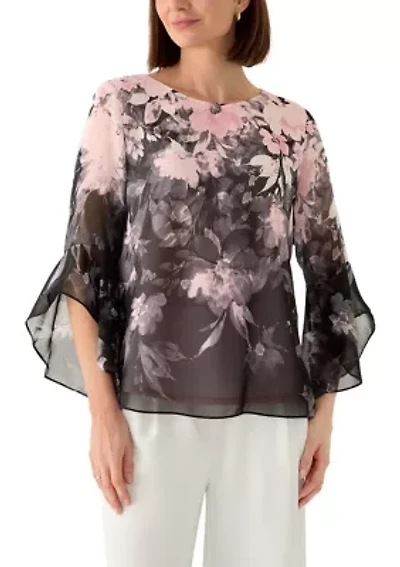 Women's Ombré Floral Print Blouse