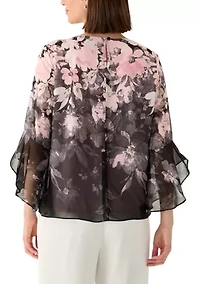 Women's Ombré Floral Print Blouse