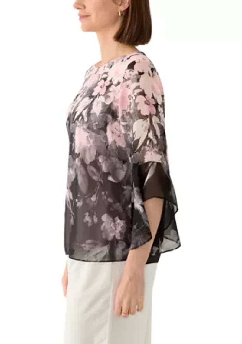 Women's Ombré Floral Print Blouse