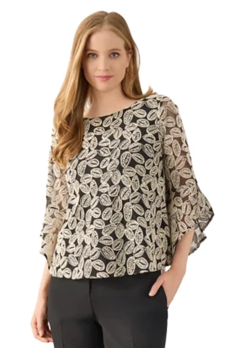 Women's Bell Sleeve Printed Blouse