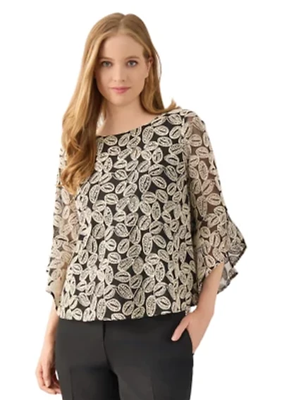 Women's Bell Sleeve Printed Blouse