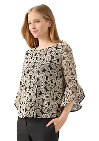 Women's Bell Sleeve Printed Blouse