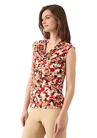 Women's Cap Sleeve Cowl Neck Top