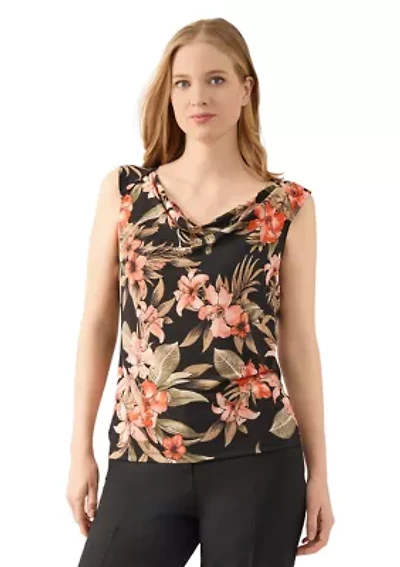 Women's Cowl Neck Printed Top