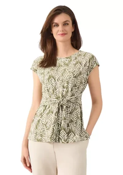 Women's Extended Shoulder Tie Front Top