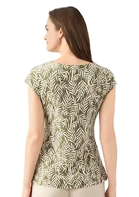 Women's Extended Shoulder Tie Front Top