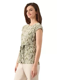 Women's Extended Shoulder Tie Front Top