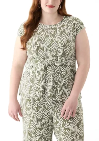 Plus Extended Shoulder Printed Top