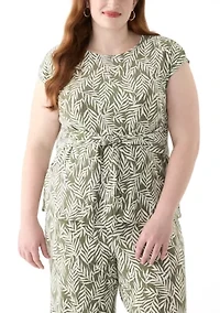 Plus Extended Shoulder Printed Top