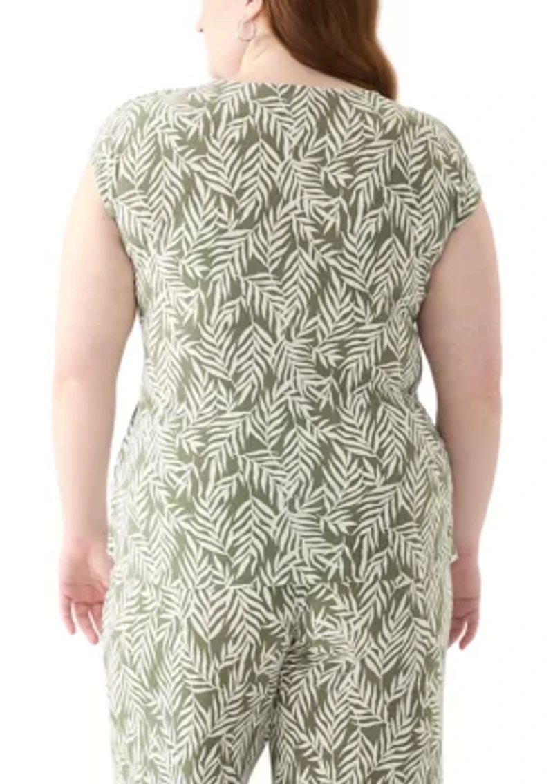 Plus Extended Shoulder Printed Top