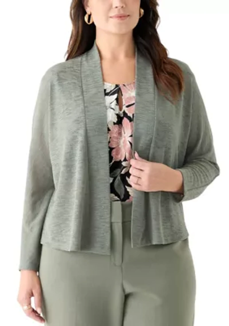 Plus Onion Skin Dolman Sleeve Cardigan