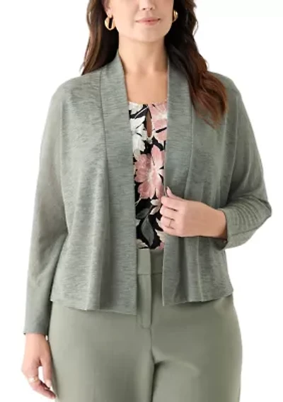 Plus Onion Skin Dolman Sleeve Cardigan