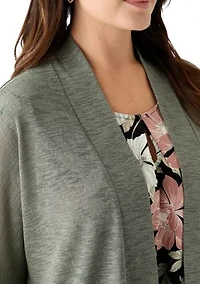 Plus Onion Skin Dolman Sleeve Cardigan