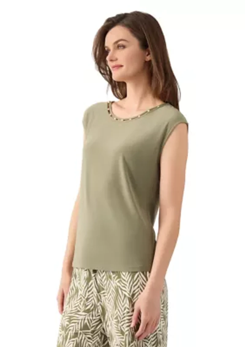Women's Beaded Neck Knit Top