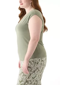 Plus Beaded Neck Extended Shoulder Top