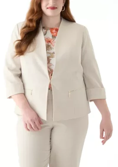 Plus One Button Panel Seamed Blazer