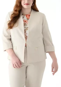 Plus One Button Panel Seamed Blazer