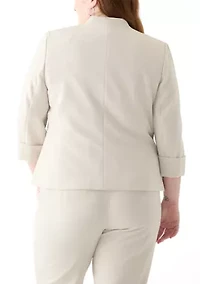Plus One Button Panel Seamed Blazer