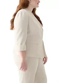 Plus One Button Panel Seamed Blazer