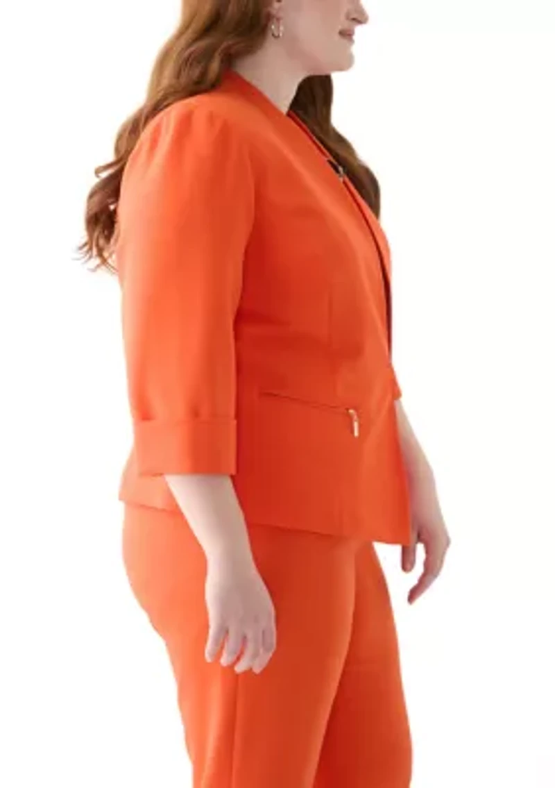 Plus One Button Panel Seamed Blazer