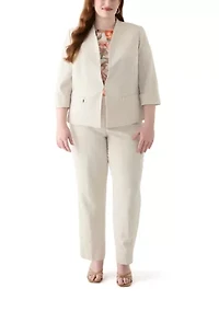 Plus One Button Panel Seamed Blazer